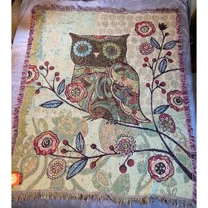Owl Tapestry/Throw Blanket 50“x 60" New Without Tags